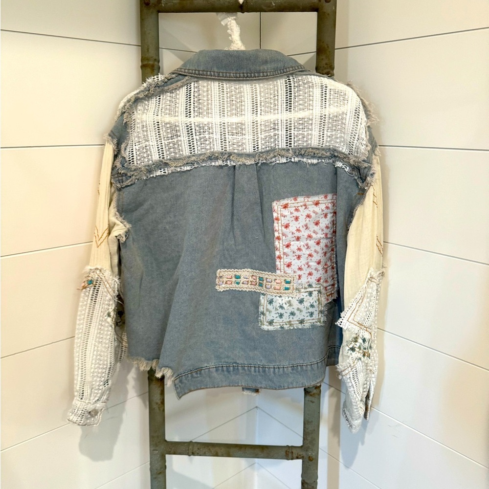 POL patchwork Lace blue Jean jacket. NWT - Picture 11 of 15